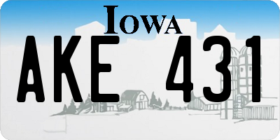 IA license plate AKE431