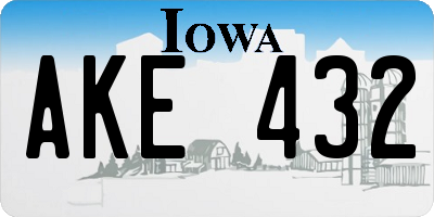 IA license plate AKE432