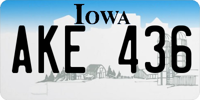 IA license plate AKE436