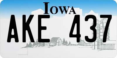 IA license plate AKE437