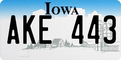 IA license plate AKE443