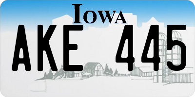 IA license plate AKE445