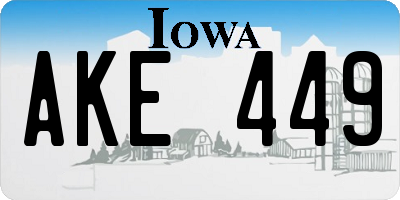 IA license plate AKE449