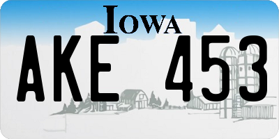 IA license plate AKE453