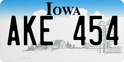 IA license plate AKE454