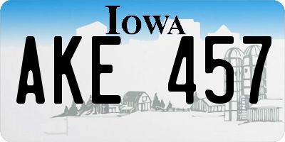 IA license plate AKE457