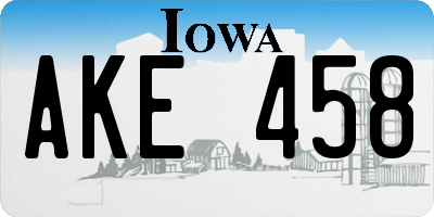 IA license plate AKE458