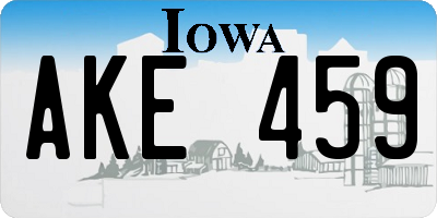 IA license plate AKE459