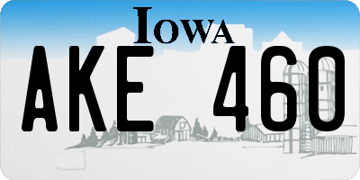 IA license plate AKE460