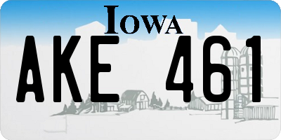 IA license plate AKE461