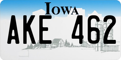 IA license plate AKE462