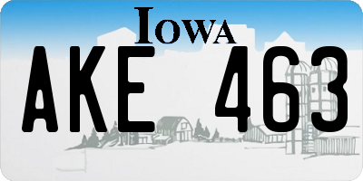 IA license plate AKE463