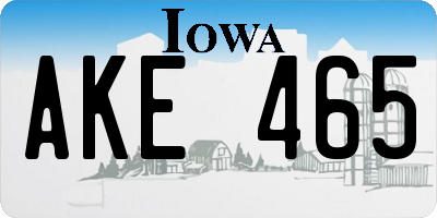 IA license plate AKE465