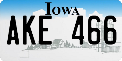 IA license plate AKE466