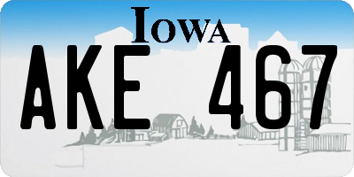 IA license plate AKE467