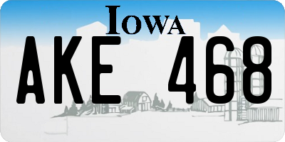 IA license plate AKE468