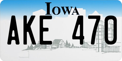 IA license plate AKE470