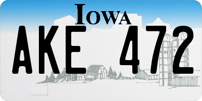 IA license plate AKE472