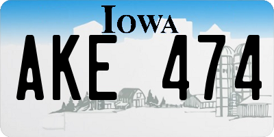 IA license plate AKE474