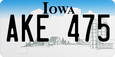 IA license plate AKE475