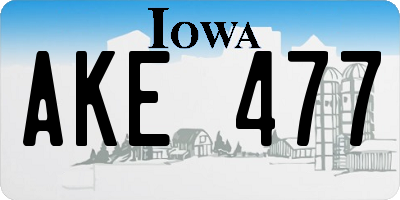 IA license plate AKE477