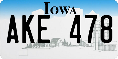 IA license plate AKE478