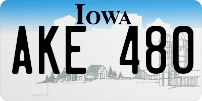 IA license plate AKE480