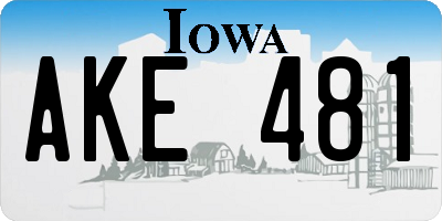 IA license plate AKE481