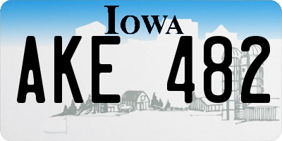 IA license plate AKE482