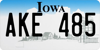 IA license plate AKE485