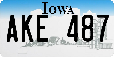 IA license plate AKE487