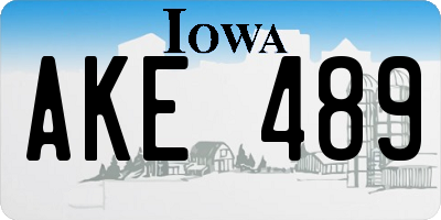 IA license plate AKE489