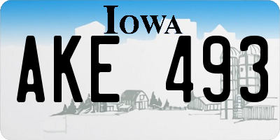 IA license plate AKE493