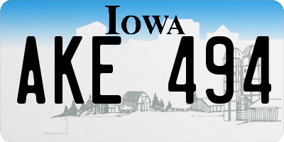 IA license plate AKE494