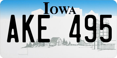 IA license plate AKE495