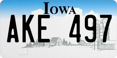 IA license plate AKE497