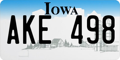 IA license plate AKE498