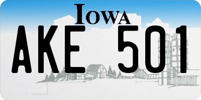 IA license plate AKE501