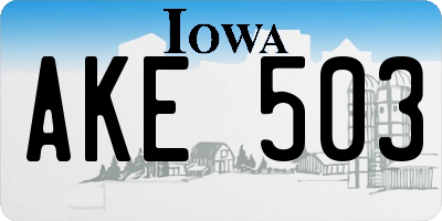 IA license plate AKE503