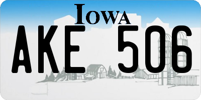 IA license plate AKE506