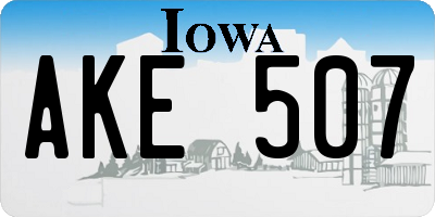 IA license plate AKE507