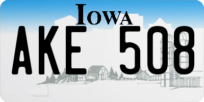 IA license plate AKE508