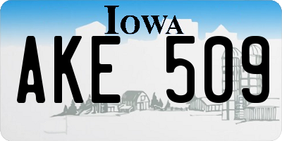 IA license plate AKE509