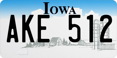 IA license plate AKE512