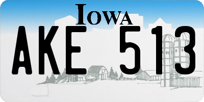 IA license plate AKE513