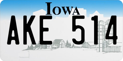 IA license plate AKE514