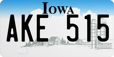 IA license plate AKE515