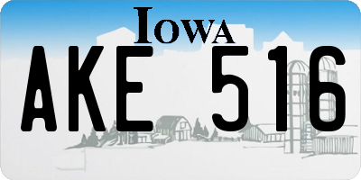 IA license plate AKE516