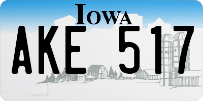 IA license plate AKE517