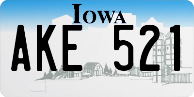 IA license plate AKE521